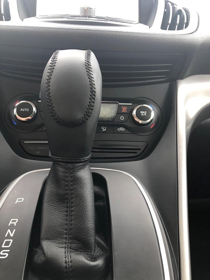 ACTOOLE Black Leather Gear Shift Knob Cover for Ford Focus 2012 2013 2014 2015 2016/ Ford Fiesta 2014 2015 2016 / Ford Fusion S/Fusion SE 2013 2014 2015 2016 / Fusion Gear Shift Cover/Accessories for Ford - Image 4